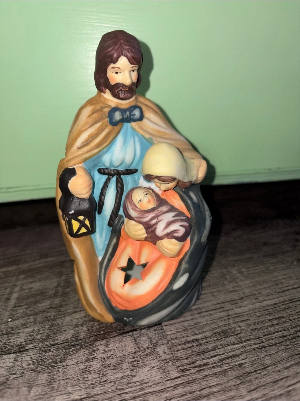 Christian Tea Light Holder - Joseph, Mary, & Jesus